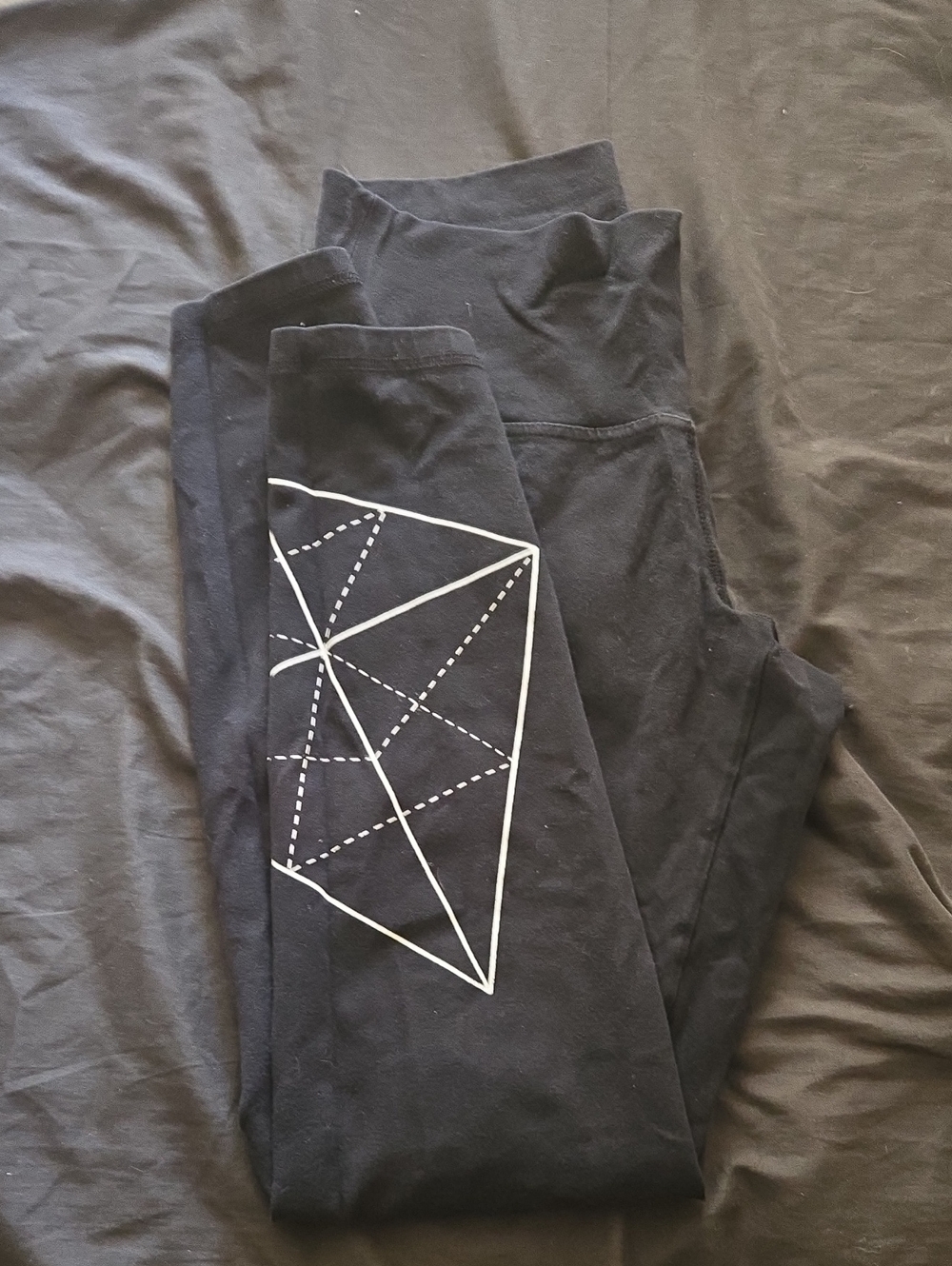 Old Navy Black Leggings with White Geometric Print